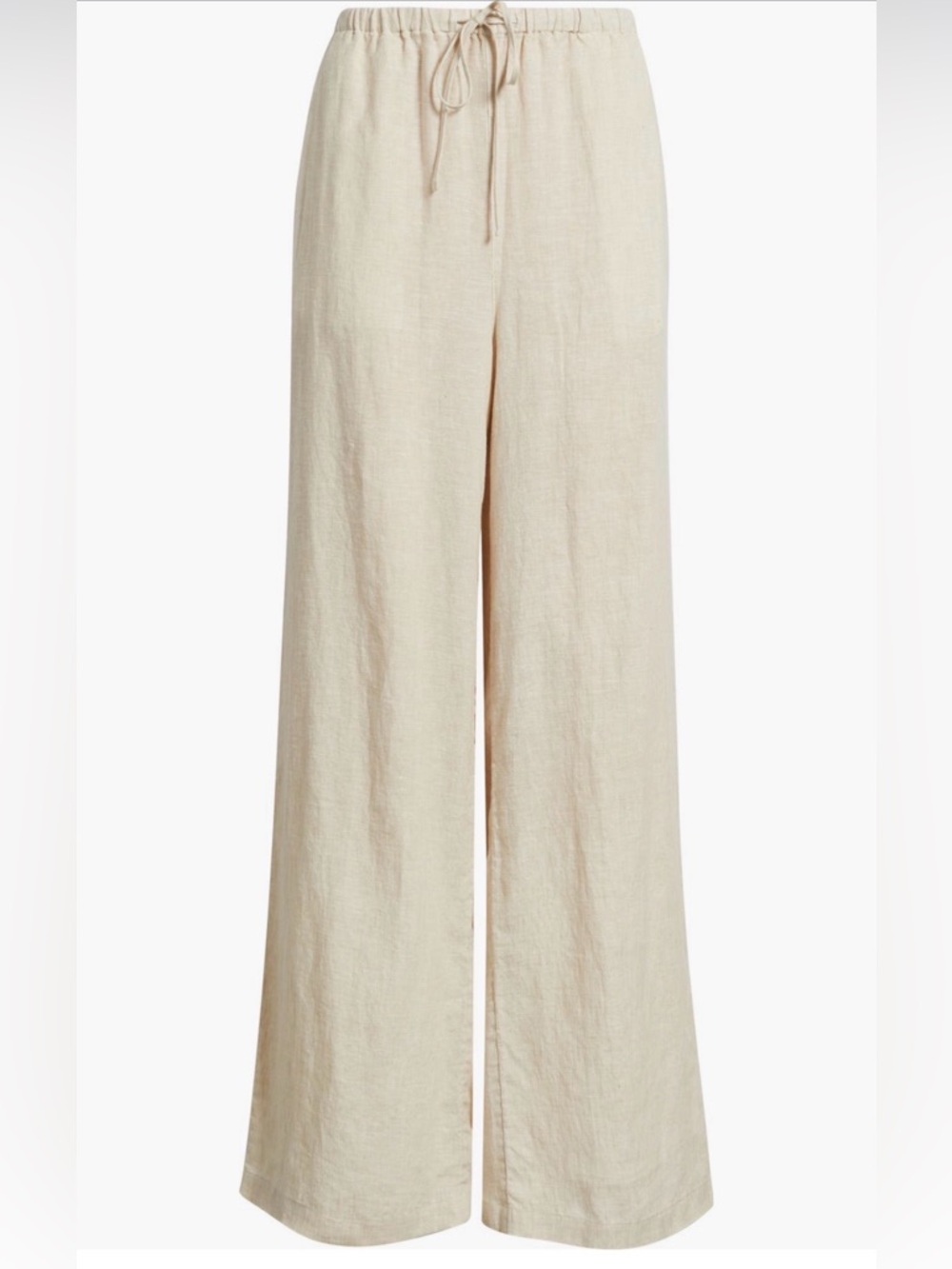 Caslon Wide-Leg Linen Drawstring Pants in Soft Beige - Tall Girl Friendly!